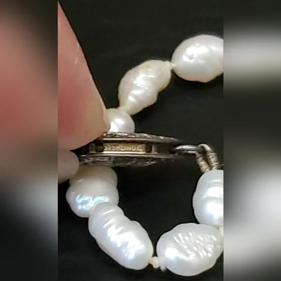 Vintage Sterling Silver and Freshwater Pearl Bracelet - Picture 4 of 10